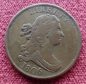 1806 Draped Bust Half Cent Coin - Awesome