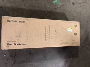 lot 1 image: Nathan James Theo 5-Shelf Wood Modern Bookcase, Open Wall Mount Ladder Bookshelf  Customer Returns See Pictures