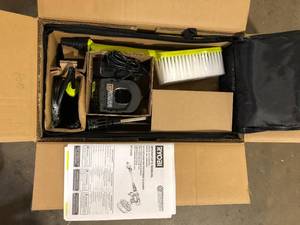 lot 5 image: RYOBI ONE HP 18-Volt Brushless EZClean 600 PSI 0.7 GPM Cordless Electric Power Cleaner w 4.0Ah Battery, Charger, Accessories  Customer Returns See Pictures