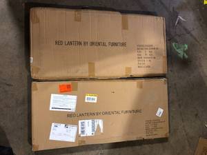 lot 50 image: Lot of Oriental Furniture 3 ft. Short White Temporary Cardboard Folding Screen - 6 Panels    Customer Returns See Pictures
