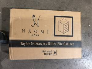 lot 28 image: MAYKOOSH 5-Drawer Natural 26 in. H x 16 in. W x 16 in. D Wood Lateral File Cabinet Customer Returns See Pictures