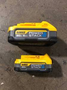 lot 43 image: DEWALT POWERSTACK 20V 5.0Ah and 1.7Ah Lithium-Ion Power Tool Battery Packs (2-Pack)  Customer Returns See Pictures
