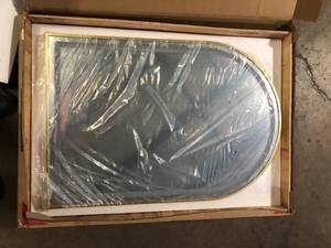 lot 3 image: 26 in. W x 38 in. H Arched Framed LED Dimmable Anti-Fog Bathroom Vanity Mirror in Gold Customer Returns See Pictures