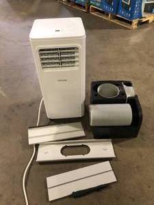 lot 42 image: Vissani 5,000 BTU 115-Volt Portable Air Conditioner for 150 sq. ft. Rooms with Dehumidifier and Remote in White Customer Returns See Pictures