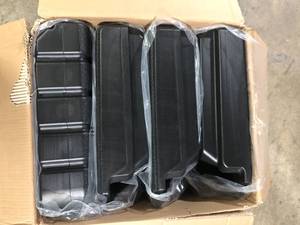 lot 48 image: California Umbrella 200 lbs. Resin 4-Section Fillable Weight Cantilever Patio Umbrella Base in Black   Customer Returns See Pictures