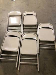 lot 28 image: Lot of Beige Metal Stackable Folding Chair   Customer Returns See Pictures