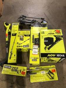lot 46 image: Lot of Assorted Ryobi Lawn Care Items Various Models and Conditions Customer Returns See Pictures