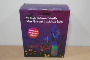 lot 128 image: Vivo Home 9 Halloween Inflatable White Ghost with Colorful LED Lights
