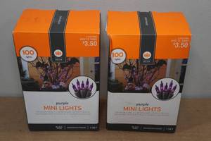 lot 133 image: 2 Sets of IndoorOutdoor Mini Purple String Lights