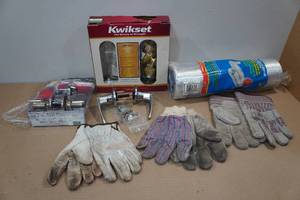 lot 187 image: Assorted Hardware - Lock Sets, Gloves, Ducting