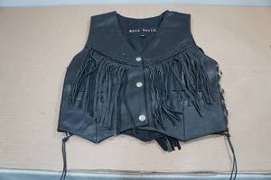 lot 200 image: Rock Solid Leather Vest with Fringe -Small