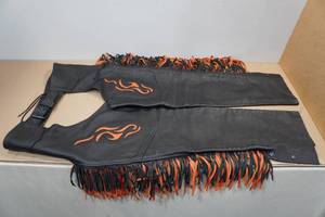 lot 208 image: Black and Orange Leather Chaps