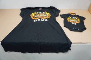 lot 213 image: Harley Davidson Large Maternity Shirt and Onesie 0-3M