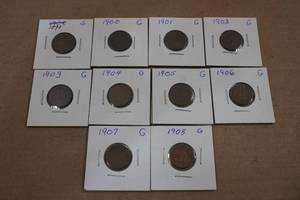 lot 247 image: 10 1898-1908 Indian Head Cent Coins