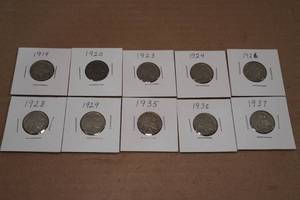 lot 249 image: 10 1919-1937 Buffalo Nickel Coins