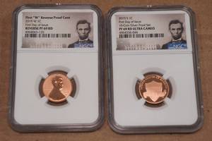 lot 251 image: 2019 W and S First Day of Issue Proof Pennies - NGC Graded