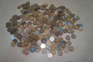 lot 252 image: Unsorted Wheat Penny Coins - Some Wartime Steel
