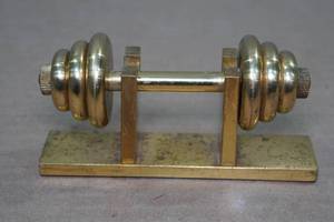 lot 259 image: Vintage Solid Brass Minature Barbell Paperweight