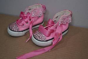 lot 301 image: Baby Bling Converse Shoes -Size 4