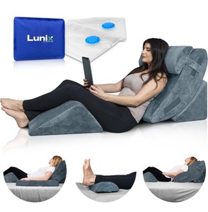 lot 3 image: Lunix LX5 4-Piece Wedge Pillow Set -Navy