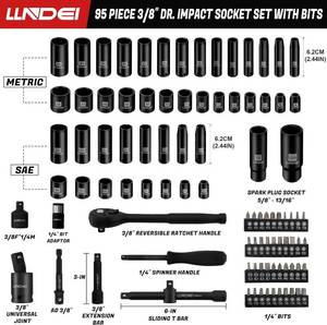 lot 01 image: LLNDEI 95 Pc 38Drive Impact Socket Set,Standard SAE(516 to 34-Inch) Metric Size(8-22mm) Screwdriver Bit Set