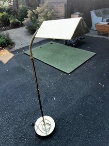 Vintage Brass Swivel Goose Neck Floor Lamp Measuring 48H