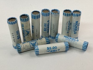 lot 24 image: 10x 2005 Solid Date Nickel Rolls