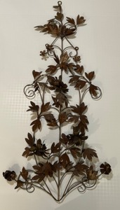 lot 43 image: Vintage Regency ITALIAN Rustic Metal Floral Wall Candle Sconce