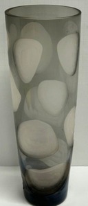 lot 23 image: Vintage Tall RUSSIAN Luzid High Glass VASE Etched Modern Artisan Glass