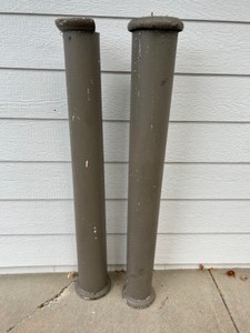 lot 53 image: Antique Wood Porch PILLARS Pillars Painted Gray Pair Architectural Garden Decor