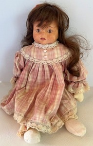 lot 92 image: Vintage 1990s Hand Painted Canvas Painted Artisan Made Rag Doll