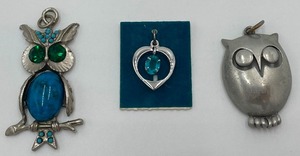 lot 172 image: For the Love of Owls Jewelry - Trio of Pendants
