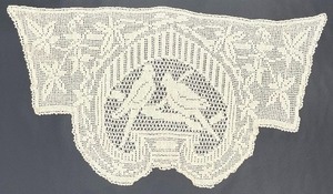 lot 165 image: Woodland Creature Lace Table Scarves - Three doilies with Bird, Butterfly, and Deer Theme
