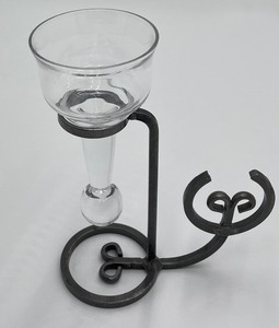 lot 179 image: Scandinavian Mid Century Glass and Wrought Iron Candle Holder - Its Hygge time