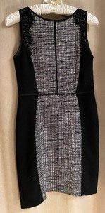 lot 187 image: LBD - Black Sleeveless Dress - LOFT - Check Pattern with Lace Accents - Size 10