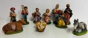 lot 33 image: Vintage Chalkware Christmas NATIVITY SET From ITALY Full Set - Qty 10