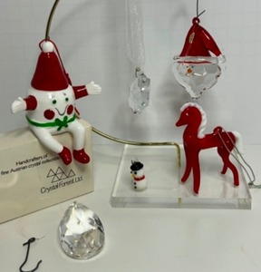 lot 134 image: Vintage Glass & Crystal Christmas Ornaments Including Austrian Crystal, Dept 56 & Other Hand Blown Pieces