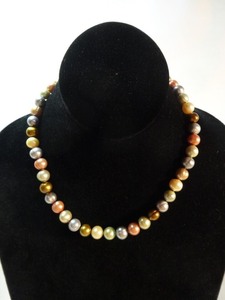 lot 12 image: HONORA Ming Multicolor 10mm Freshwater Pearl Beaded Sterling Clasp Necklace