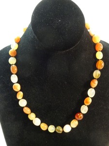 lot 210 image: New wTag STERLING SILVER 925 Clasp Polished Agate Stones Statement Necklace