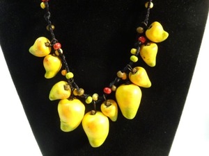 lot 8 image: PAPAYA Fruit-Salad BOUTIQUE High-End Resin NECKLACE Retail $285 Cord String