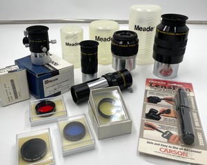 lot 59B image: Vintage Meade Brand Telescope 3 Lenses - 1 Amplifier - 4 Multi-Colored Filters
