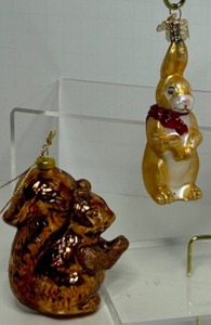 lot 222 image: Vintage Woodland Friends Christmas Ornaments Including a Squirrel & Rabbit