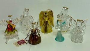 lot 248 image: Assorted Glass ANGELS Including Spaghetti Style Christmas Ornaments -Qty 7