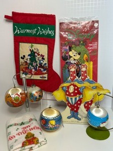 lot 254 image: Vtg 80s CHARACTER Christmas Ornaments including Mickey Mouse & Friends, Ziggy, Muppets, Raggedy Ann & Andy & More