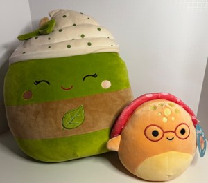 lot 311 image: Pair of Squishmallows Including Zap Matcha Green Tea and Caine The Leatherback Turtle