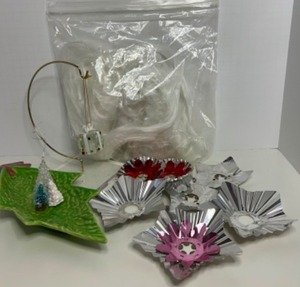 lot 316 image: Vintage Assorted Christmas Including Light Reflectors, Spun Glass, Victorian STOKE-ON-TRENT Ceramic Dish and More