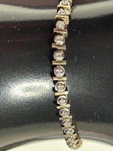 lot 277 image: TENNIS BRACELET With CZ Crystals Gold Plated 925 Jewelry
