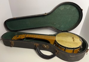 lot 1 image: Vintage Mini BANJO UKE by T.B. Co. Sterling In Hardshell Case