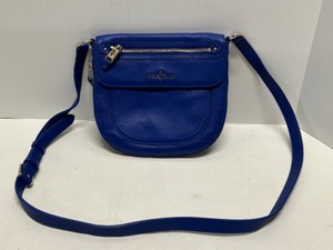 lot 330 image: Bright Blue COLE HAAN All Weather Leather Crossbody Purse Bag W Gold Accents