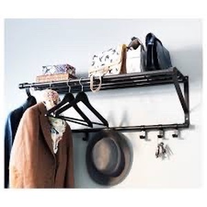 lot 257 image: Ikea PORTIS Black Hat Rack For Entry Way Above Head Rack Mud Room Storage